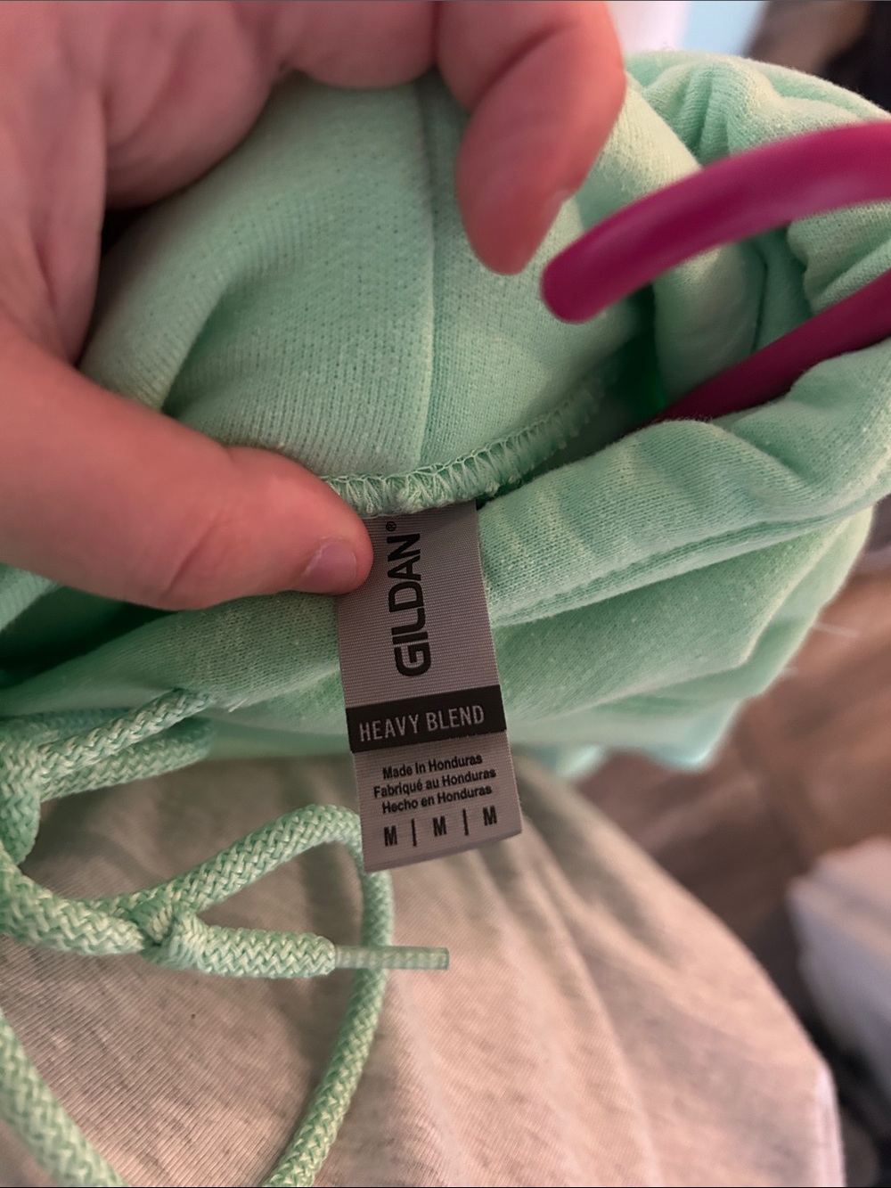 Gildan Mint Green Pullover Hoodie with Drawcords - Picture 2 of 2